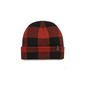 Steve Madden Men's Hat Black Red One Size Buffalo Check Plaid Beanie